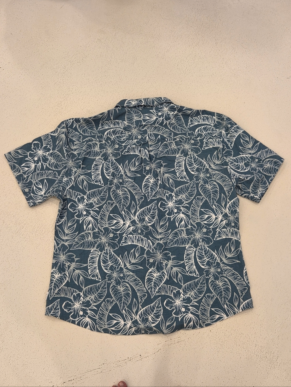Men's Teal Short-Sleeve Floral Button-Down Shirt